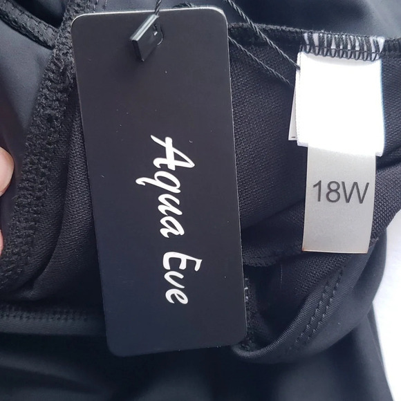 Aqua Eve Tankini Top Babydoll Womens 18W Black Minimalist Classic Modest Neutral - Picture 15 of 16